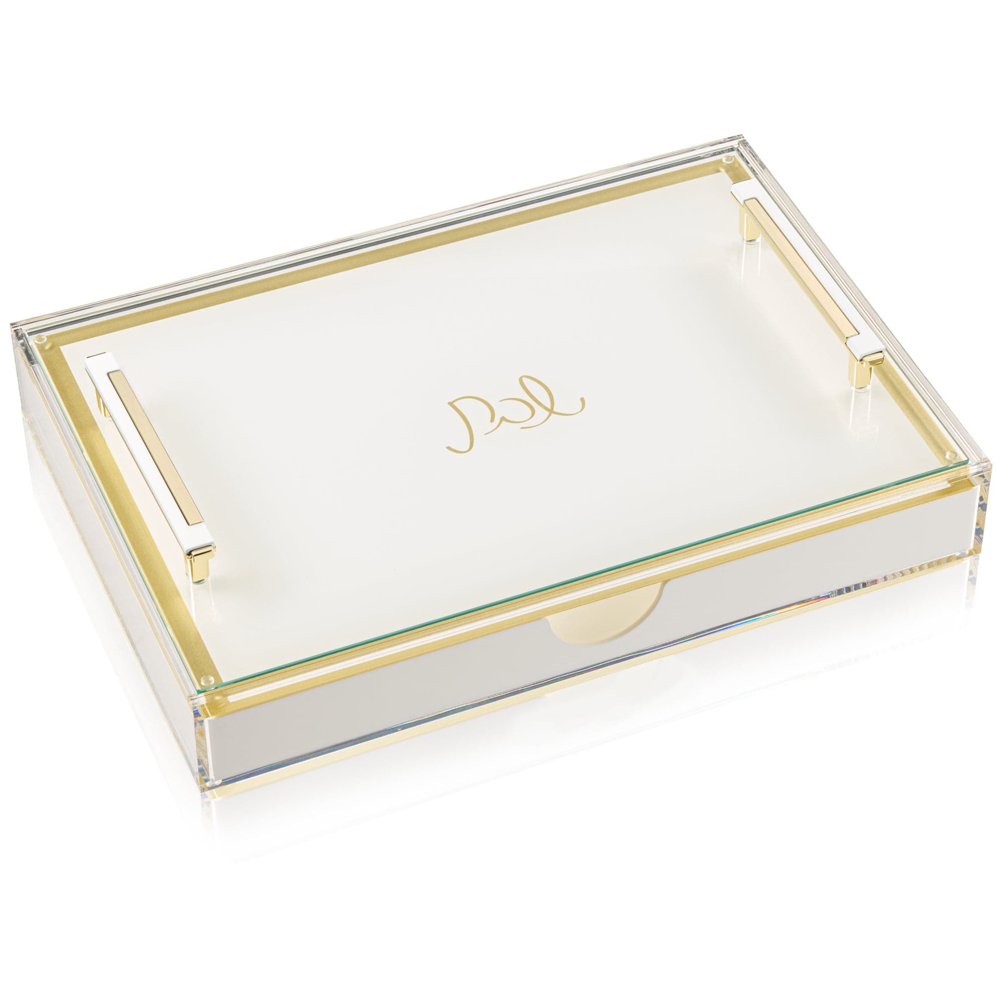 Challah Board with drawer - Gold accents - Waterdale Collection