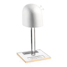Waterdale collection - White wig head with a metallic base on a white background