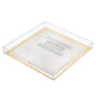 Cloche Havdalah set by Waterdale Collection featuring clear acrylic box with cream-colored base and white card inside, displayed at angle.