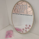 Acrylic Mosaic Modeh Ani with pink beads in a bag for hanging.