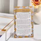 Color It Acrylic Mosaic Tefillah Lebonim Tabletop featuring Hebrew prayer for children, gold and silver mosaic frame design, elegant Judaica acrylic decor for Jewish home or gift.