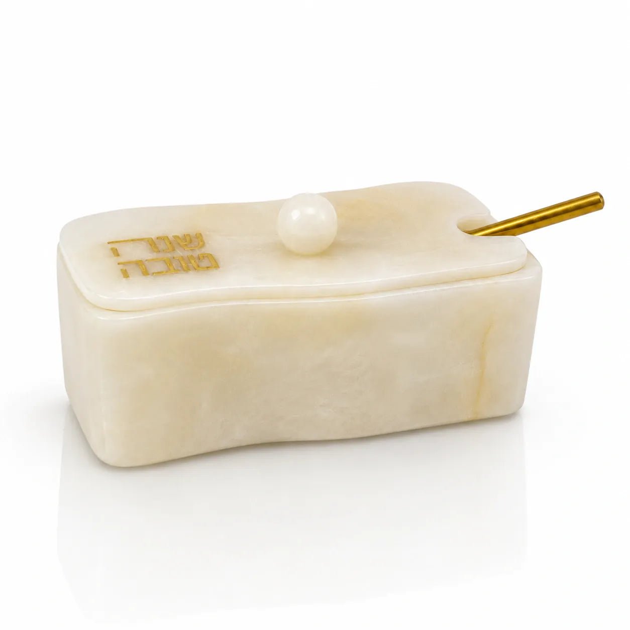 Gold Curve Resin Honey Dish | Rosh Hashana judaica table decor 