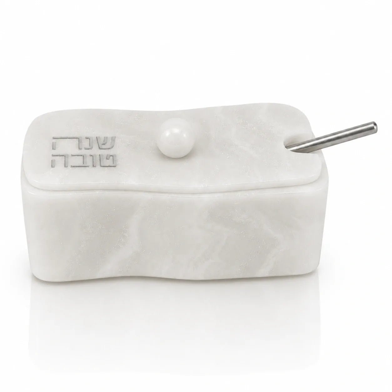 Silver Curve Resin Honey Dish | Rosh Hashana judaica table decor 
