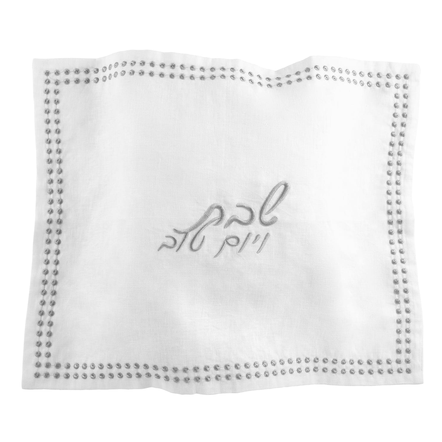 Dot Border Linen Challah Cover - Waterdale Collection