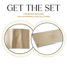 Embossed Regal Challah Board and matching fabric cover set in cream, featuring elegant raised design details for traditional bread serving.