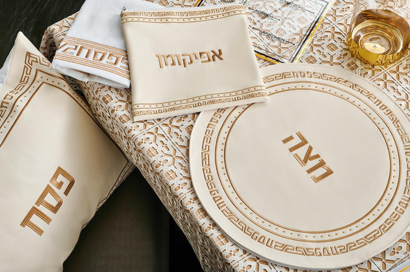 Embroidered Crystal Stone Pesach Set - Waterdale Collection