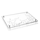 Clear acrylic Embroidered Leaf Challah Board and Cover Set with delicate botanical designs, featuring matching handles and protective case.