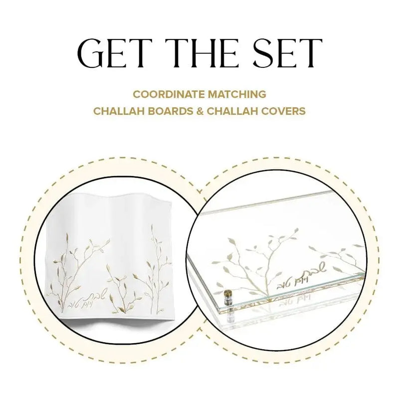 Embroidered Leaf Challah Board & Cover Set