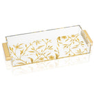 Gold Floral Bird design Lucite bread tray on a white background - Waterdale Collection