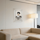 Gedolim art featuring a high-quality sketch of Rav Ovadia Yosef, displayed in a premium acrylic frame for luxury home decor.