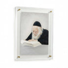 Framed Gedolim artwork featuring Rav Chaim Kanievsky immersed in learning, set against a soft light background.