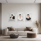 Minimalist Rav Chaim Kanievsky wall art, elegant light-toned portrait for a modern, high-end interior.
