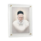 Framed Gedolim artwork featuring Rav Moshe Feinstein in a soft light-toned design.