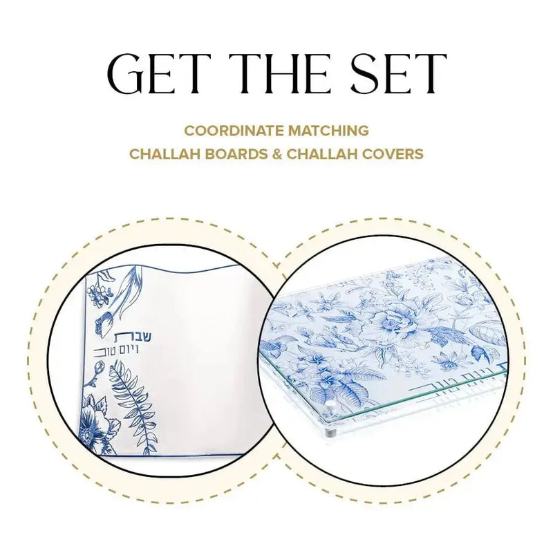 French Toile Challah Board & Cover Set