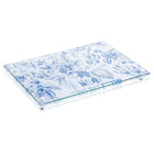 French Toile Challah Board & Cover Set featuring blue and white patterned fabric with coordinating serving board for Shabbat