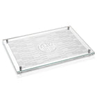 Waterdale Collection geometric challah board with clear acrylic cover and silver corner accents for serving bread.