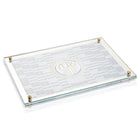 Geometric Challah Board & Cover Set by Waterdale Collection with white marble design and metal corner accents for Shabbat bread serving.