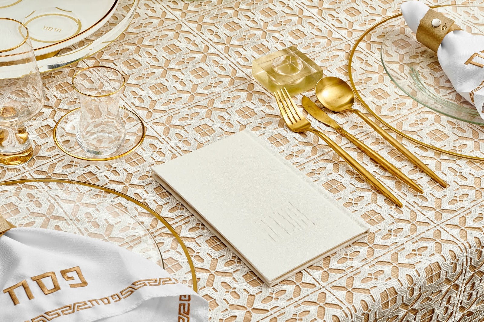 Hardcover Leather & Lucite Haggadah Set - Waterdale Collection