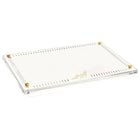 Cream Hemstitch Challah Board with gold corner accents and decorative border stitching, perfect for Shabbat table settings.
