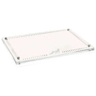 Waterdale Collection hemstitch challah board with white glass surface and decorative corner details, perfect for Shabbat table settings.