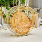 Herringbone standing matzah box in clear lucite with woven pattern detail, displayed on white surface with Passover tabletop decor.
