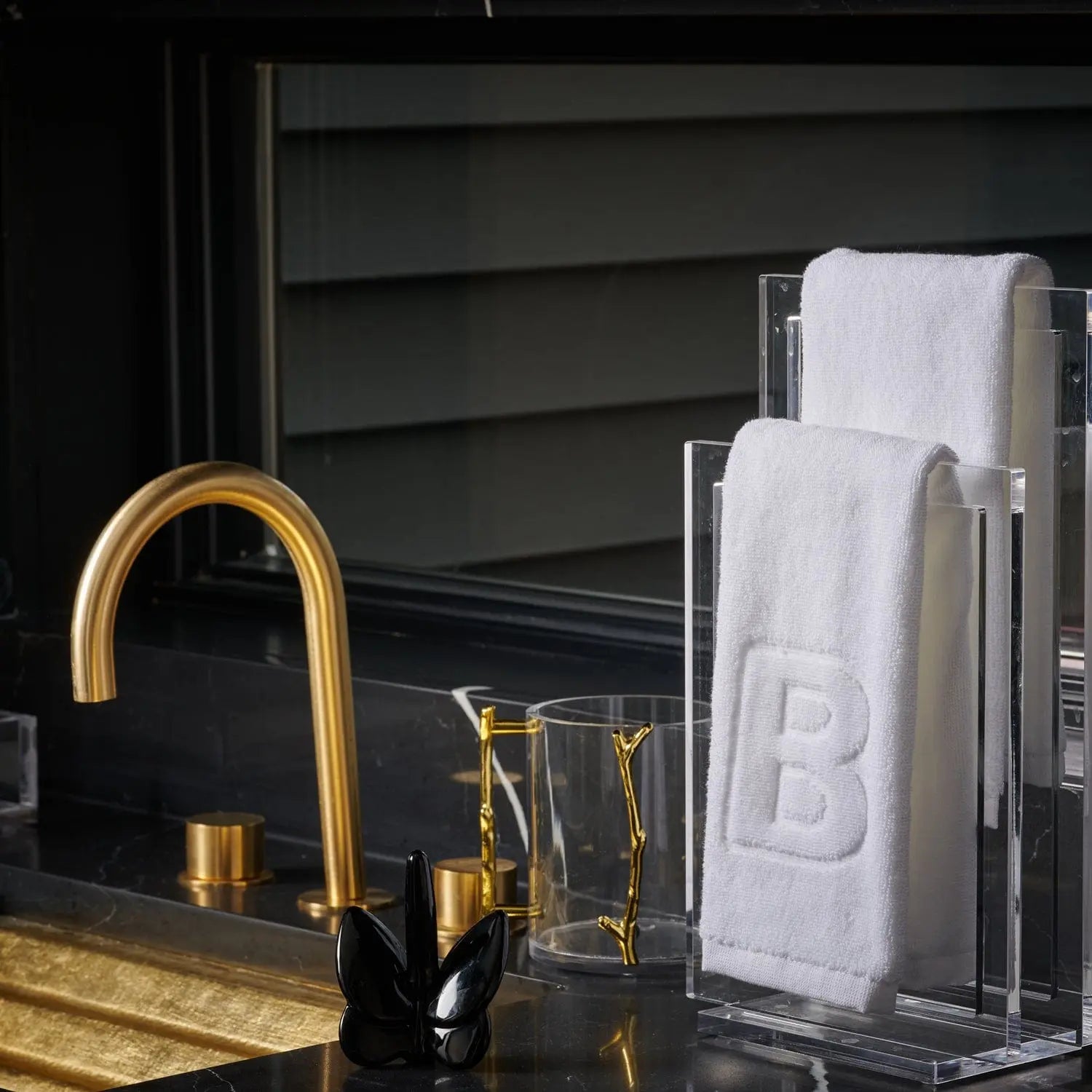 Waterdale Collection Initial Embossed Finger Towel - Thumbnail 3