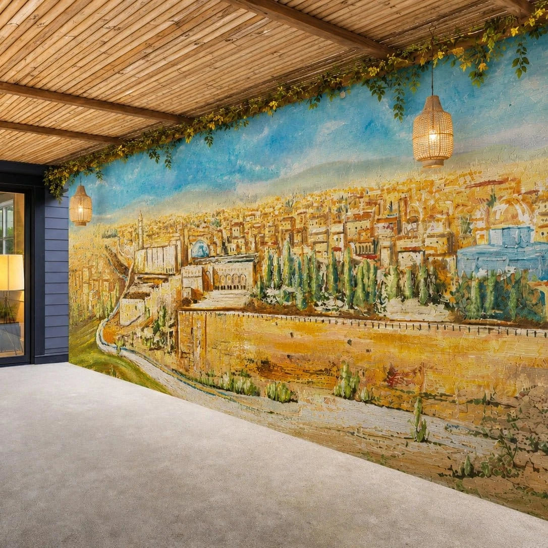 Jerusalem in Color Vinyl Sukkah Decoration Sukkah Decoration - Waterdale Collection