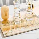 Jerusalem Taupe Hadlokas Neiros tray featuring a soft neutral skyline design with subtle gold accents.