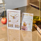 Kosel pearlstone frame desk clock with Jerusalem Wall design displayed on elegant desk – Waterdale Collection