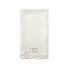 White Lace Pesach Hand Towel with elegant gold “Pesach” embroidery and delicate lace wave trim, luxury Passover bathroom or Seder table hand towel décor