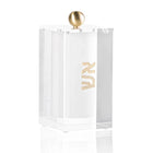 Waterdale Collection leather booklet Chanukah set with white cover and gold foil design displayed against reflective surface