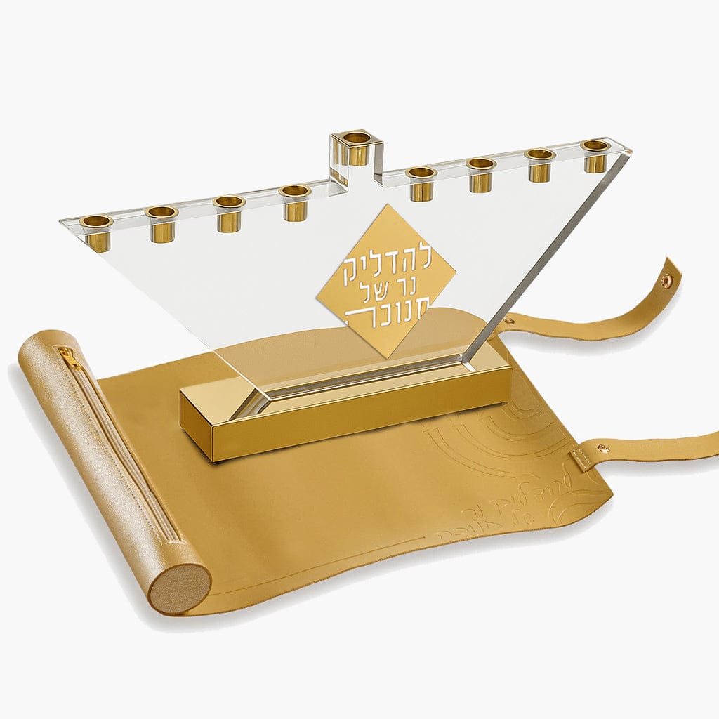 Waterdale Collection - Menorah Mat - leather - Diamond Menorah