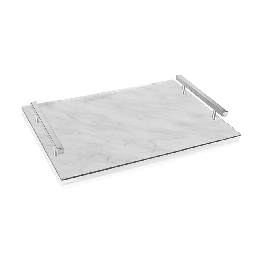 Rectangular marble challah board on a white background from Waterdale Collection. 