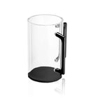 Modern Netilas Yadayim Set with clear glass cup and black base pitcher from Waterdale Collection