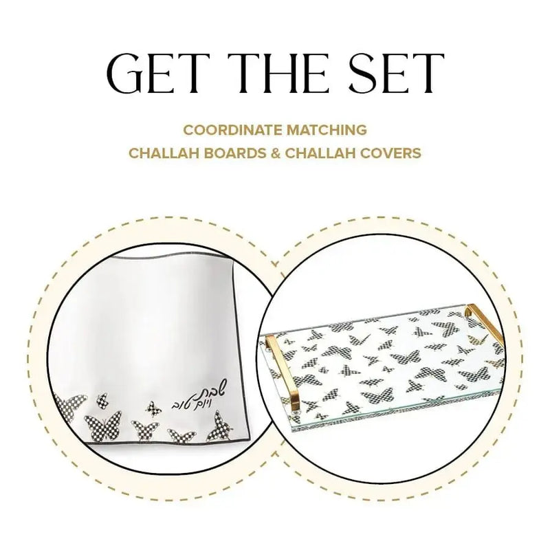 Onyx Butterfly Challah Board & Cover Set