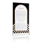 Onyx Havdalah Set by Waterdale Collection featuring black and white checkered border design with arched top frame displaying traditional blessing text.
