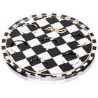 Onyx Seder plate with black and white checkered diamond pattern and gold accents, part of Waterdale Collection bundle set.