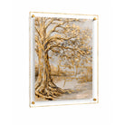 Decorative family tree wall art with gold tree design painted by batya
