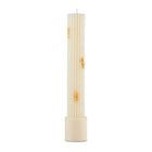 Tall cream painted Havdalah set with gold accents, featuring a slender candle holder design by Waterdale Collection.