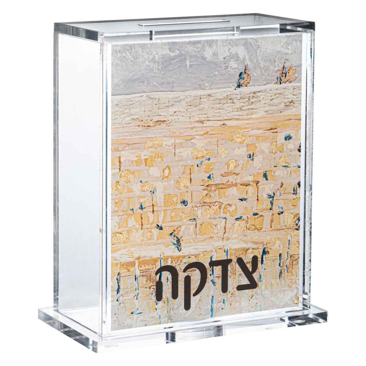 Painted Lucite Kosel Tzedakah Box