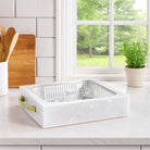 Pearlstone 9x13 Pan Holder on a modern kitchen counter.