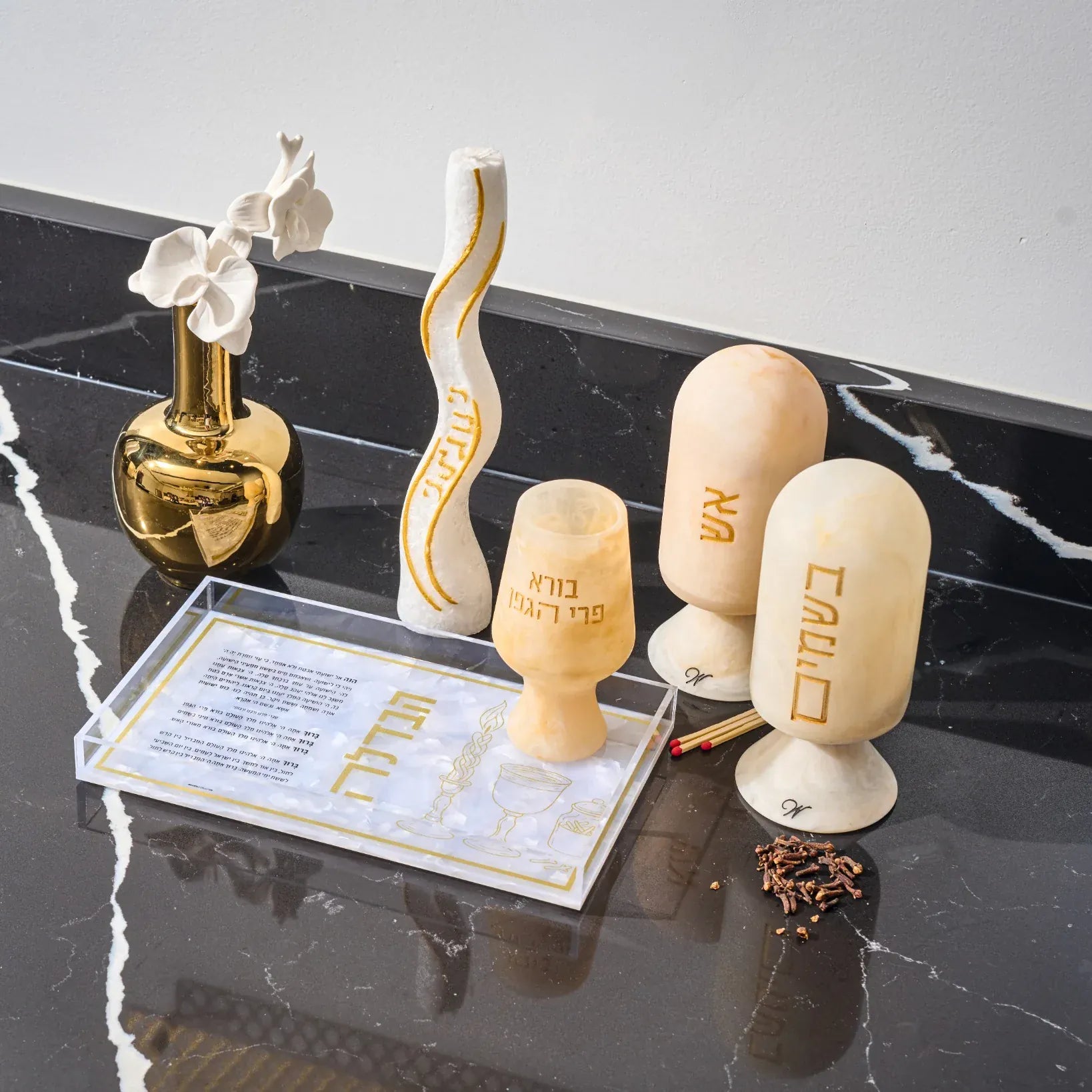 decorative lucite havdalah plate with havdalah prayer for motzei shabbos