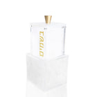 Pearlstone block besamim jar with clear acrylic top and gold Hebrew lettering – Waterdale Collection