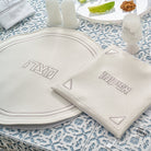 Pearlstone Pesach Set featuring elegant silver embroidered matzah cover and matching afikoman bag, modern cream Passover Seder table décor, luxury Judaica Pesach gift set
