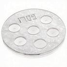 Pearlstone Seder plate for Pesach with luxury silver accents and six integrated glass dish holders — Waterdale Collection.