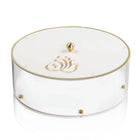 White Regal Seder Plate and Matzah Box Set by Waterdale Collection with gold accents and dome lid