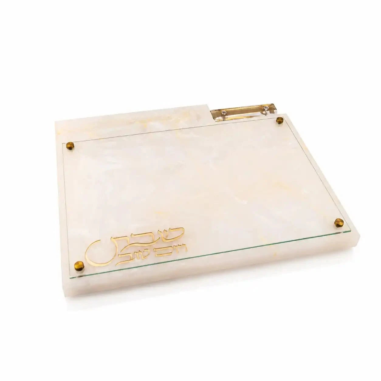 Gold Resin Challah Board with Knife Slot | Shabbos & Yom tov Judaica
