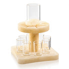 Resin Kiddush fountain with central Kiddush cup and surrounding glasses, elegant modern Jewish Shabbat and holiday decor | Waterdale Collection