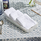 Resin Pesach towel box featuring a sleek marble look design. Perfect for neatly displaying hand towels on your Seder table or kitchen counter throughout Pesach.
