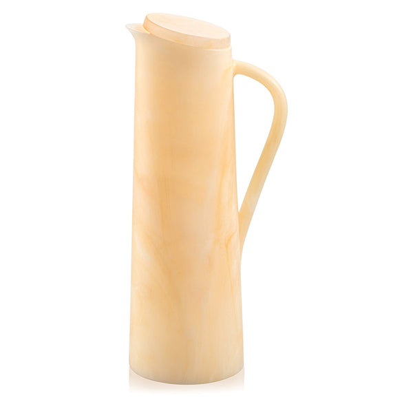 Beige marble-style resin pitcher with lid – Waterdale Collection